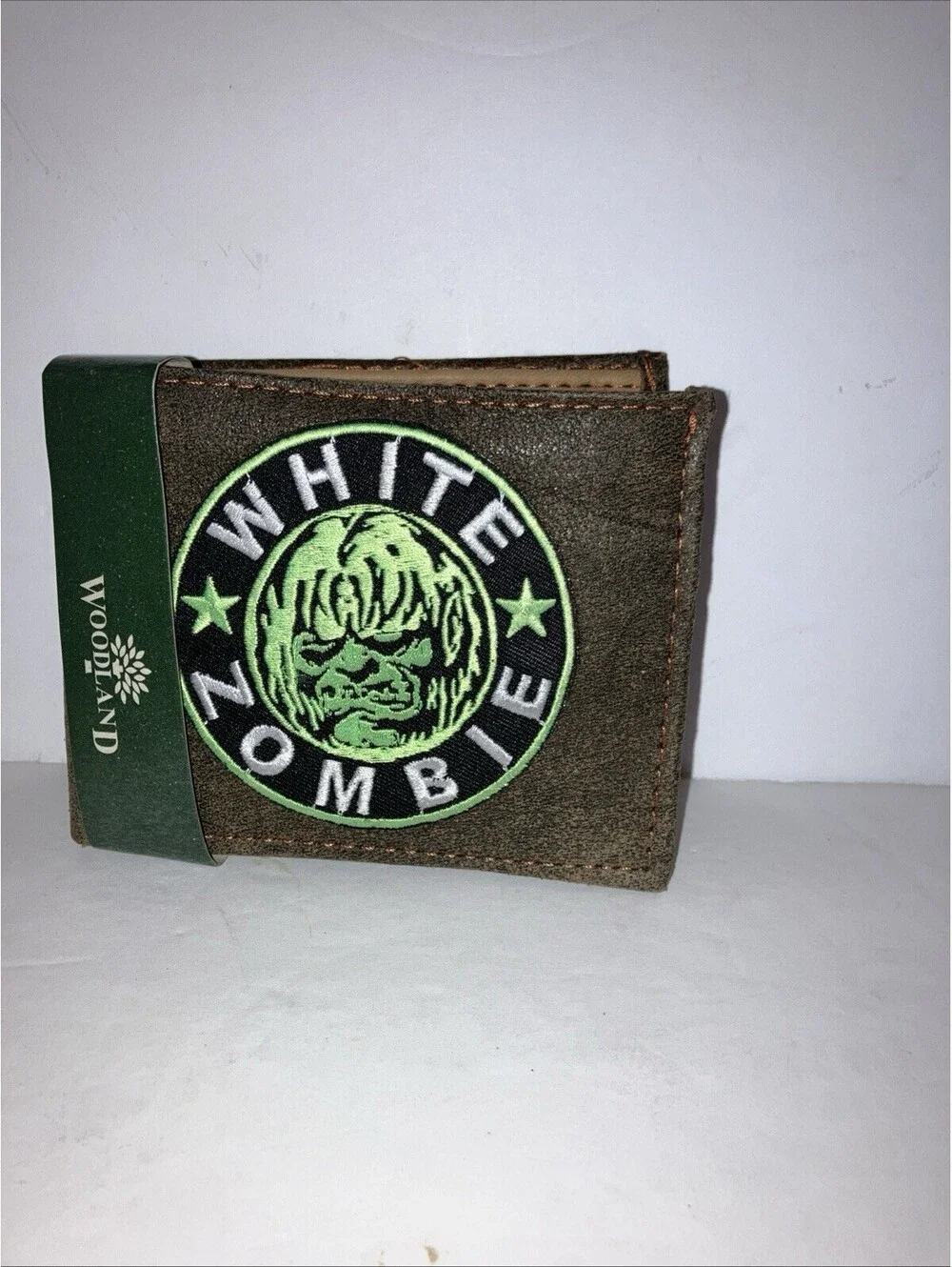 Custom WHITE ZOMBIE Leather Bi Fold Woodland Brown Wallet NEW